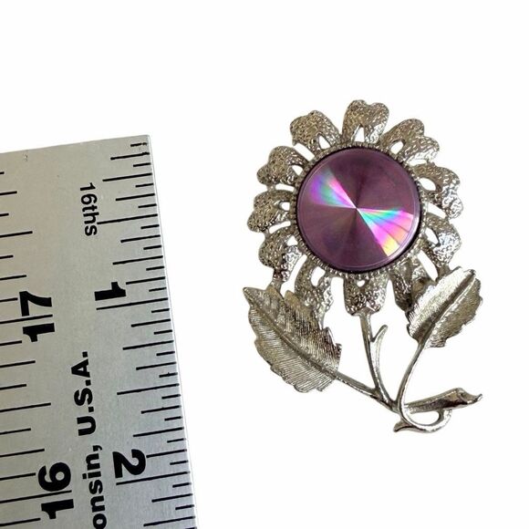 Jewelerama Vintage Purple Rivoli Flower Brooch - Picture 7 of 7